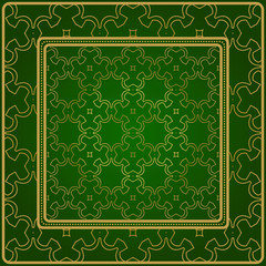 Design Of A Geometric Pattern. Vector. Repeating Sample Figure And Line. For Fashion Interiors Design, Wallpaper, Textile Industry. Green gold color