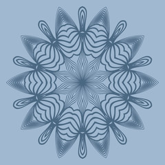 Ornamental Circle Pattern. Hand Draw Mandala. Vintage Decorative Elements. Vector Illustration. Anti-Stress Therapy Pattern. Pastel blue color.