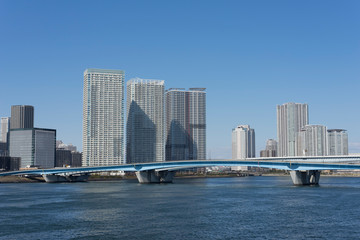 晴海大橋と周辺の都市景観