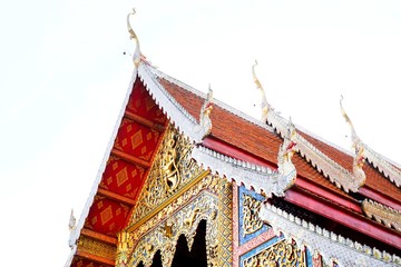Roof of Thai temple on white as a background, Religion concept