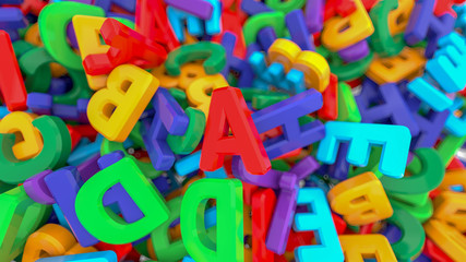 Fototapeta na wymiar Plastic alphabet letters on white background