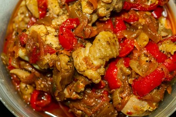stewed vegetables with meat, macro 