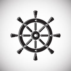 Obraz premium Ship steering wheel icon on background for graphic and web design. Simple vector sign. Internet concept symbol for website button or mobile app.