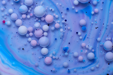 abstract background of colored drops of water and oil