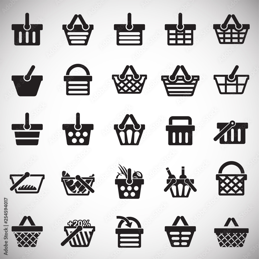 Poster shop basket icons set on white background for graphic and web design. simple vector sign. internet c