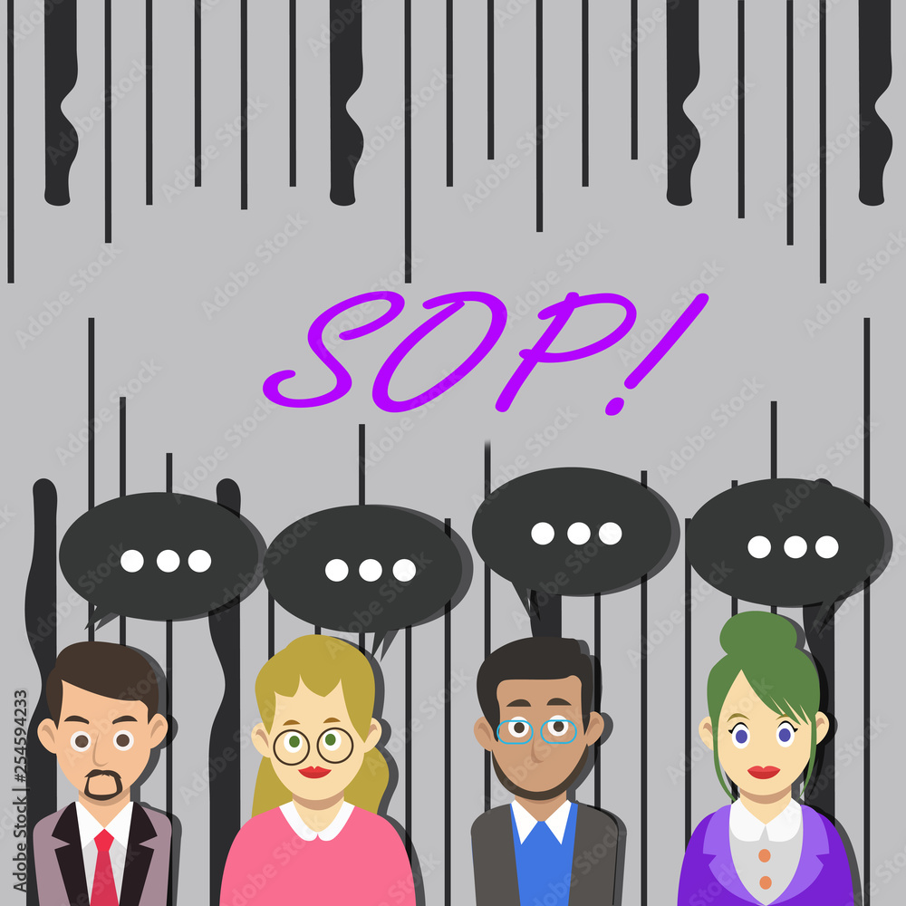 Poster word writing text sop. business photo showcasing standard operating procedure rules instructions