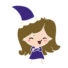 christmas cartoon of kawaii girl