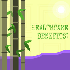 Writing note showing Healthcare Benefits. Business concept for it is insurance that covers the medical expenses