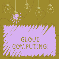 Text sign showing Cloud Computing. Business photo showcasing Online Information Storage Virtual Media Data Server