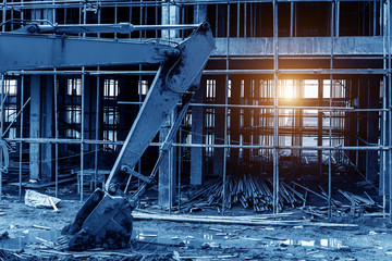 excavator at sandpit during earthmoving works
