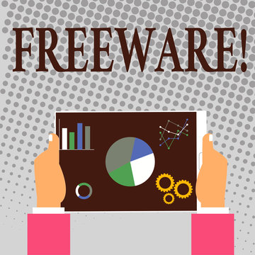 Writing note showing Freeware. Business concept for Software Application that is available for use at no monetary cost