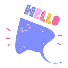 Cute stingray. Scandinavian, nordic style. Simple hand drawn vector illustration design. Best for nursery, childish textile, apparel, poster, postcard.