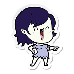 sticker of a cute cartoon happy vampire girl