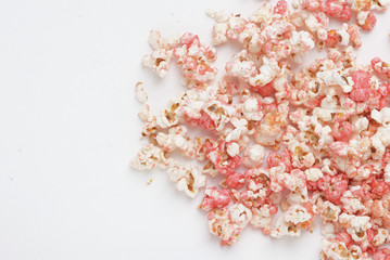 strawberry popcorn in white background