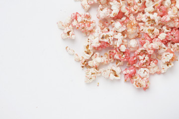 strawberry popcorn in white background