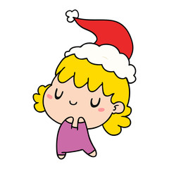 Fototapeta premium christmas cartoon of kawaii girl