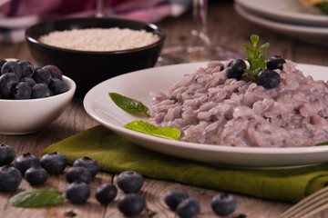 Blueberry risotto with mascarpone.