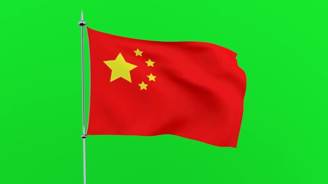 Flag of the country     Paracel Islands  flutters on green background. 3D rendering