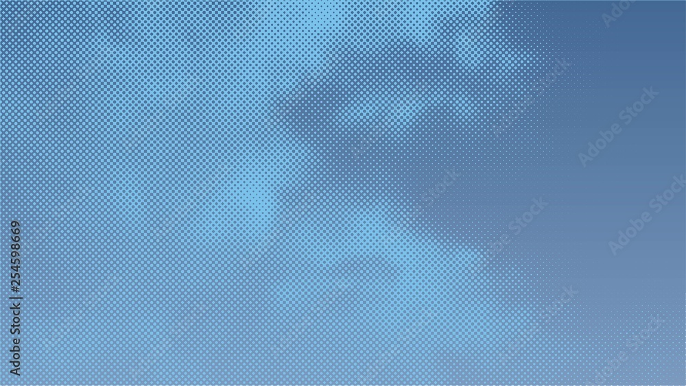 Wall mural color halftone texture of clouds. white clouds against blue sky. vector illustration.