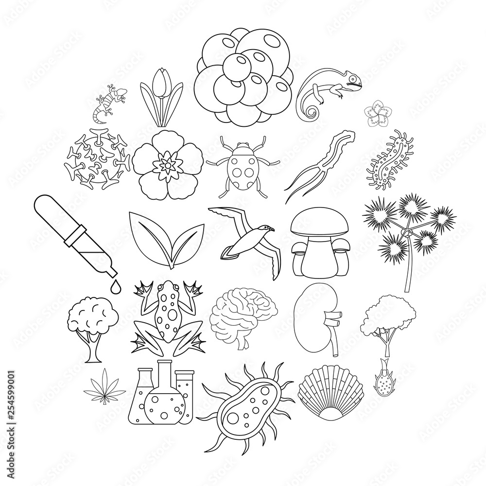 Poster flora icons set. outline set of 25 flora vector icons for web isolated on white background