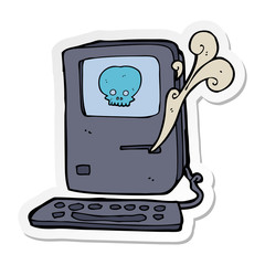 sticker of a computer virus cartoon