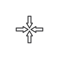 Minimize arrows line icon. linear style sign for mobile concept and web design. Four arrows inside pointing outline vector icon. Symbol, logo illustration. Pixel perfect vector graphics