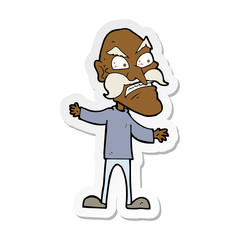 sticker of a cartoon angry old man