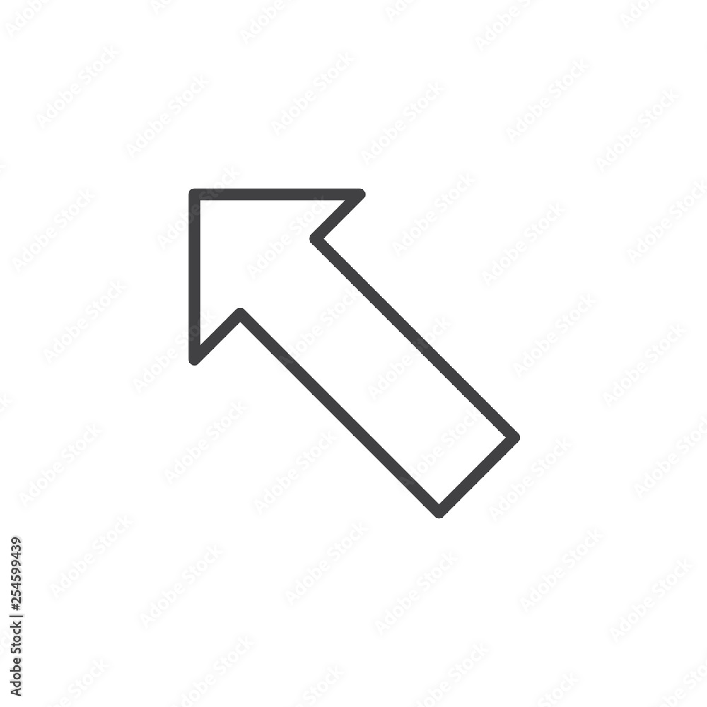 Poster diagonal arrow up line icon. linear style sign for mobile concept and web design. upward arrow outli