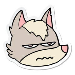 sticker of a cartoon annoyed wolf face