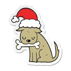 sticker of a cute christmas dog