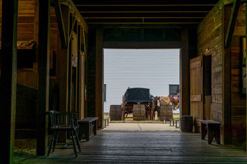 inside the barn looking out