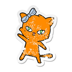 Obraz na płótnie Canvas distressed sticker of a cute cartoon cat