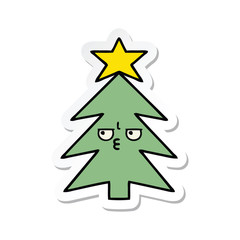 sticker of a cute cartoon christmas tree