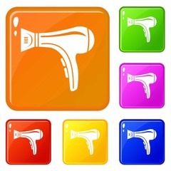 Hair dryer icons set collection vector 6 color isolated on white background