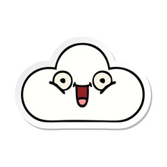 sticker of a cute cartoon white cloud
