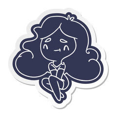 cartoon sticker of a cute kawaii girl