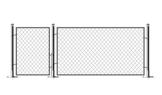 Realistic metal chain link fence.