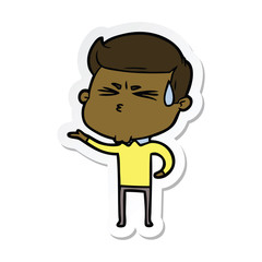 sticker of a cartoon man sweating