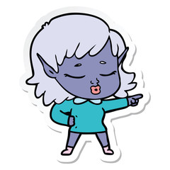 sticker of a pretty cartoon elf girl