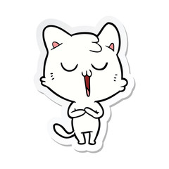 sticker of a cartoon cat singing