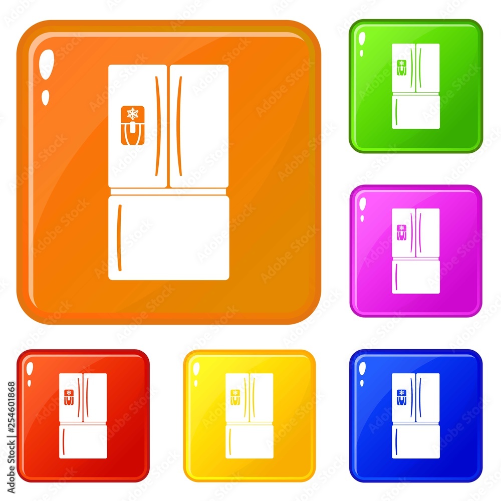 Poster fridge icons set collection vector 6 color isolated on white background
