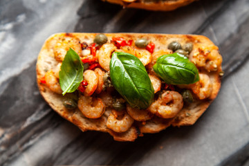 Assortment of traditional Italian bruschettas