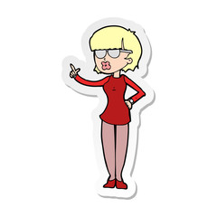 sticker of a cartoon woman wearing spectacles