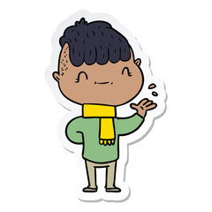 sticker of a cartoon friendly boy