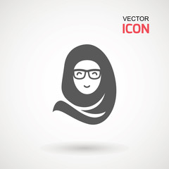 Women wearing hijab icon. Avatar icon in flat style. Muslim woman. Muslim Girl Avatar. Asian Traditional Hijab.