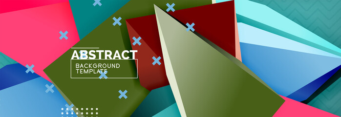 Vector 3d triangular shapes abstract background, origami futuristic template with lines