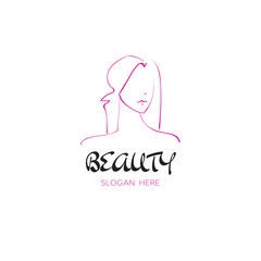 attractive woman young girl hand drawn portrait hair or beauty salon poster sketch doodle copy space white background