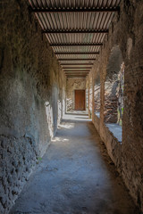 The city of Pompeii buried under a layer of ash by the volcano Mount Vesuvius