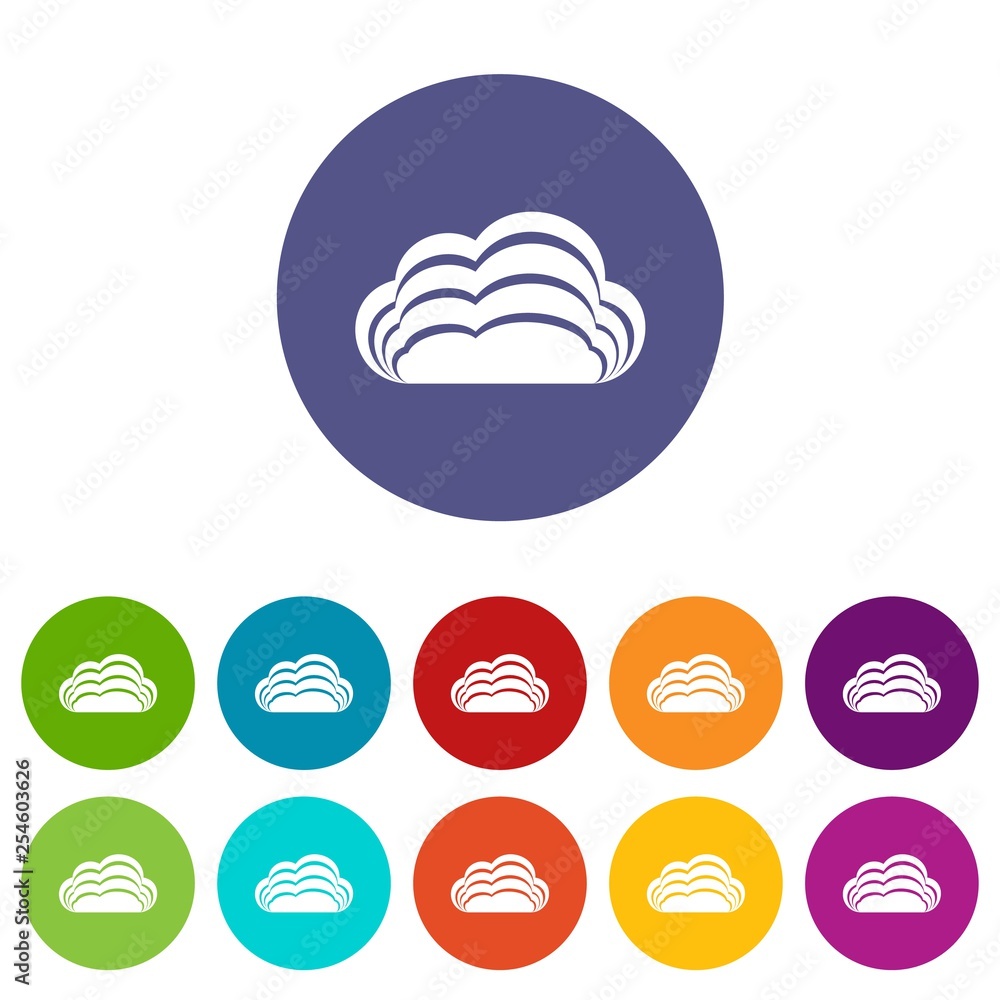 Poster nature cloud icons color set vector for any web design on white background