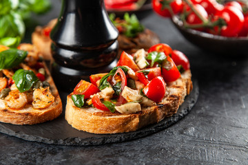 Assortment of traditional Italian bruschettas